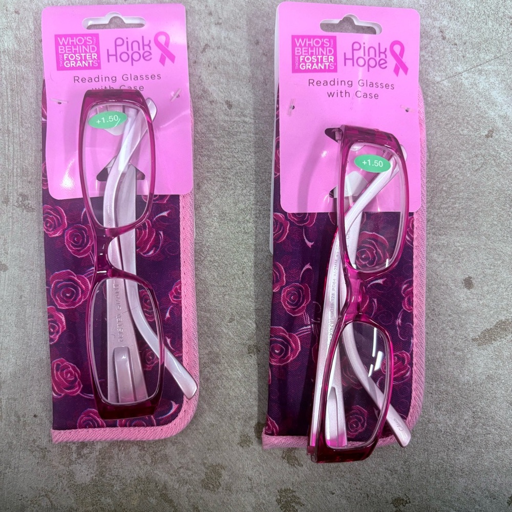 Foster Grant Pink Hope Reading Glasses with Case (set of 2)